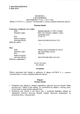 Dohoda O&Uacute; a &Uacute;PSVaR - Obec Ko&scaron;ick&aacute; Bel&aacute;