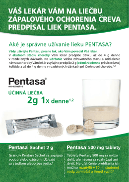 Správne užívanie lieku PENTASA (leták PDF 320kB)