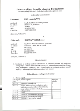 Zmluva o odbere drevného odpadu a drevnej hmoty, suma bez DPH