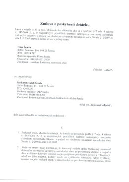 Zmluva o poskytnut&iacute; dot&aacute;cie,