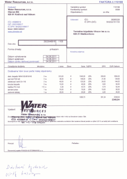 Water Resources, s.r.o. FAKTÚRA č.110188