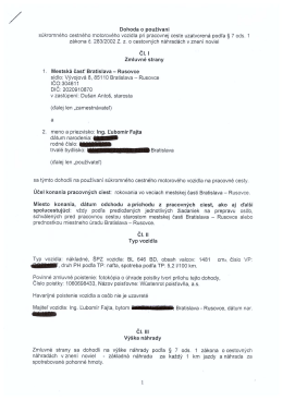 Dohoda o používané súkromného cestného motorového