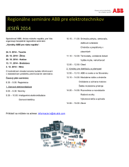 Regionálne semináre ABB pre elektrotechnikov JESEŇ 2014