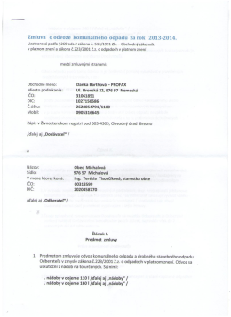 Zmluva o odvoze komunálneho odpadu za rok 2013