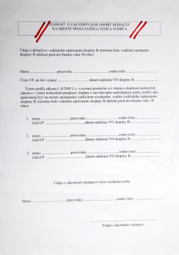 Žiadosť o zaevidovanie osoby sediacej na mieste