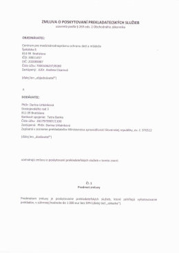 zMLUvA O PosKYTOVANí PREKLADATEĽSKÝCH sLUŽIEB