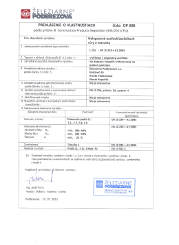 Prehlásenie o vlastnostiach podľa EN 10 224