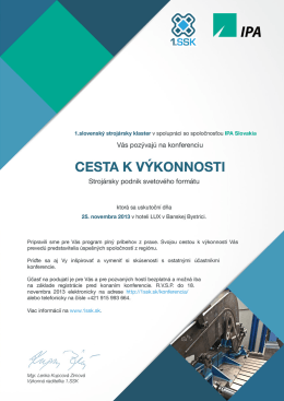 Pozv&aacute;nka - 1. Slovensk&yacute; stroj&aacute;rsky klaster