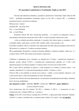 Správa DR za rok 2013 - Urbár Trenčianska Teplá
