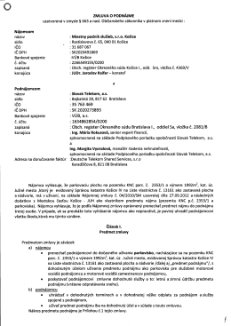 Zmluva o podnájme - Slovak Telekom, a.s.