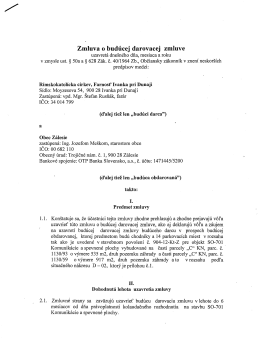 Zmluva O bud&uacute;cej darovacej zmluve