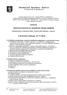Výberové konanie na obsadenie riaditeľa Základnej školy