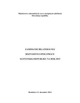 Zameranie bilaterálnej rozvojovej spolupráce