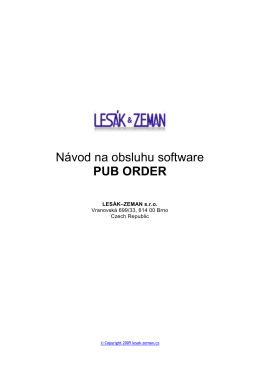 Návod na obsluhu software PUB ORDER - Lesák