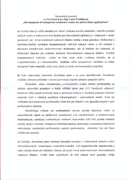 Oponentský posudok na dizertačnú prácu Ing. Lucie Prušákovej