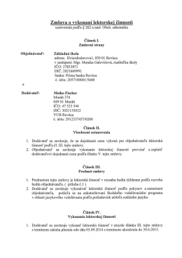 14. Zmluva o lektorskej činnosti