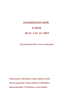 VIOLONČELOVÁ JESEŇ 3.ročník 20.11. a 21. 11. 2014