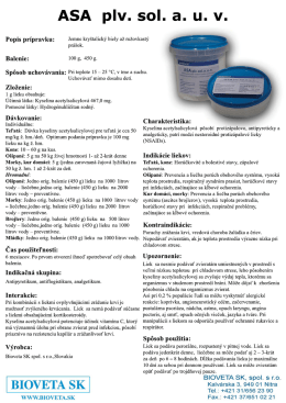ASA plv. sol. a. u. v. - BIOVETA SK spol. s ro