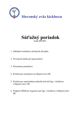 Súťažný poriadok - Slovak Kickboxing