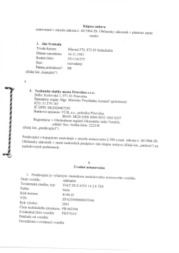 Kúpna zmluva - Technické služby mesta Prievidza