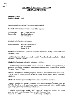 Uznesenie č. 1/12 - Mesto Čierna nad Tisou