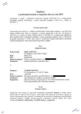 Zmluva s TJ IDOP Lipovec (Zverejnené 20.12.2013)