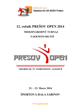 Propozície Prešov Open 2014 SK