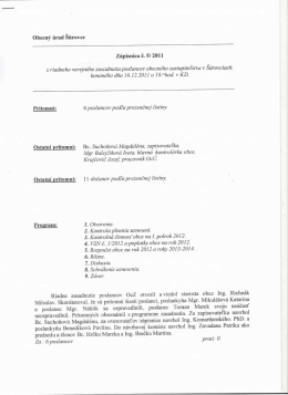 Obecn&yacute; &uacute;rad S&uacute;rovce Z&aacute;pisnica č. 5! 2011 z riadneho