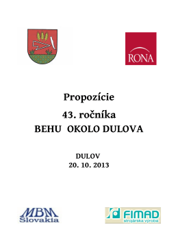 Propozície 43. ročníka BEHU OKOLO DULOVA