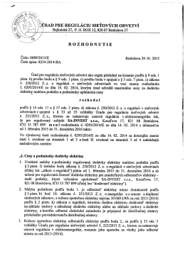 Cenové rozhodnutie pre rok 2015 malé podniky