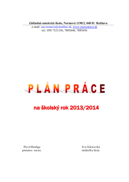 Plán práce 2013–2014