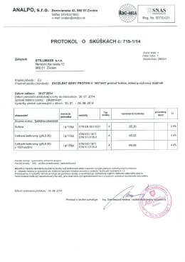 Pozrite si protokol o skúške produktu