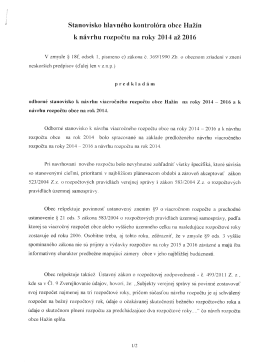 Stanovisko k návrhu rozpočtu 2014-2016