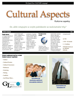 Kultúrne aspekty podnikania / CULTURAL