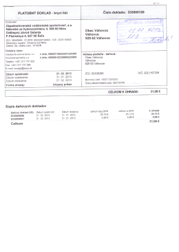 PLATOBN&Yacute; DOKLAD - kryc&iacute; list Č&iacute;slo dokladu