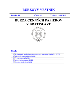 burzový vestník burza cenných papierov v bratislave