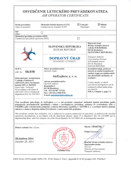 osvedčenie leteckého prevádzkovateľa air operator cert