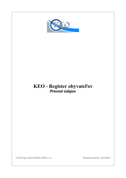 KEO - Register obyvateľov Prevod údajov