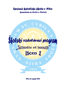 8-ročné štúdium ISCED2 - Gymnázium sv. Cyrila a Metoda