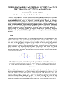 Metodika návrhu parametrov diferenciálnych prevodoviek s