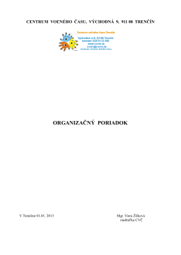 Organizačný poriadok (.pdf) - Centrum voľného času Trenčín