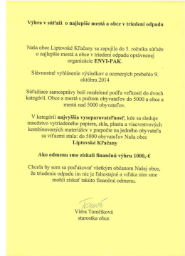 Výhra v súťaži n najlepšie mestá a nbee v triedeni ndpadn