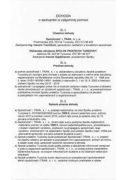 DOHODA o spolupráci a vzájomnej pomoci