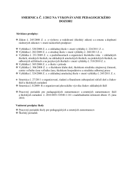 smernica č. 1/2012 na vykonávanie pedagogického dozoru