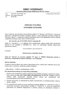 Verejná vyhláška – stavebné povolenie