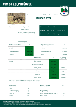 Cenník za poplatkový lov zveri – VLM SR š