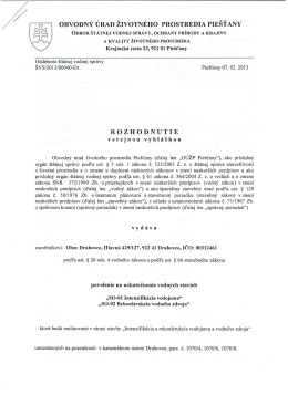 Page 1 / OBVODNÝ ÚRAD ŽIVOTNÉHO PROSTREDIA PIEŠŤANY
