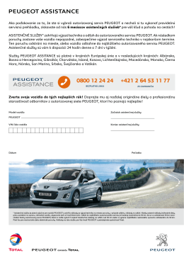 Peugeot AssistAnce 0800 12 24 24 +421 2 64 53 11 77