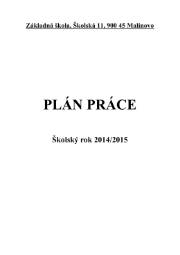 Plán práce na šk. rok 2014-15