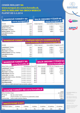 Cenník reklamného priestoru na webe rádia Európa
